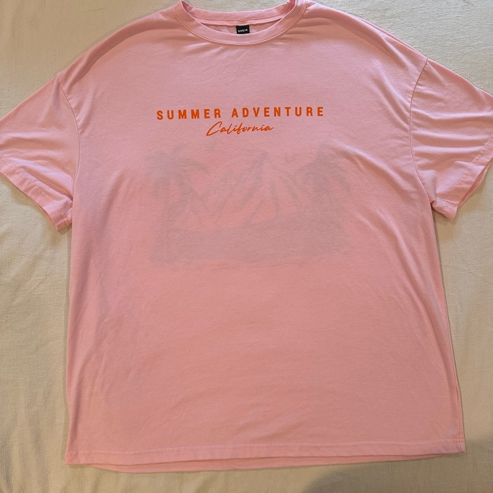 SHEIN Pink and Orange Short Sleeve Tee